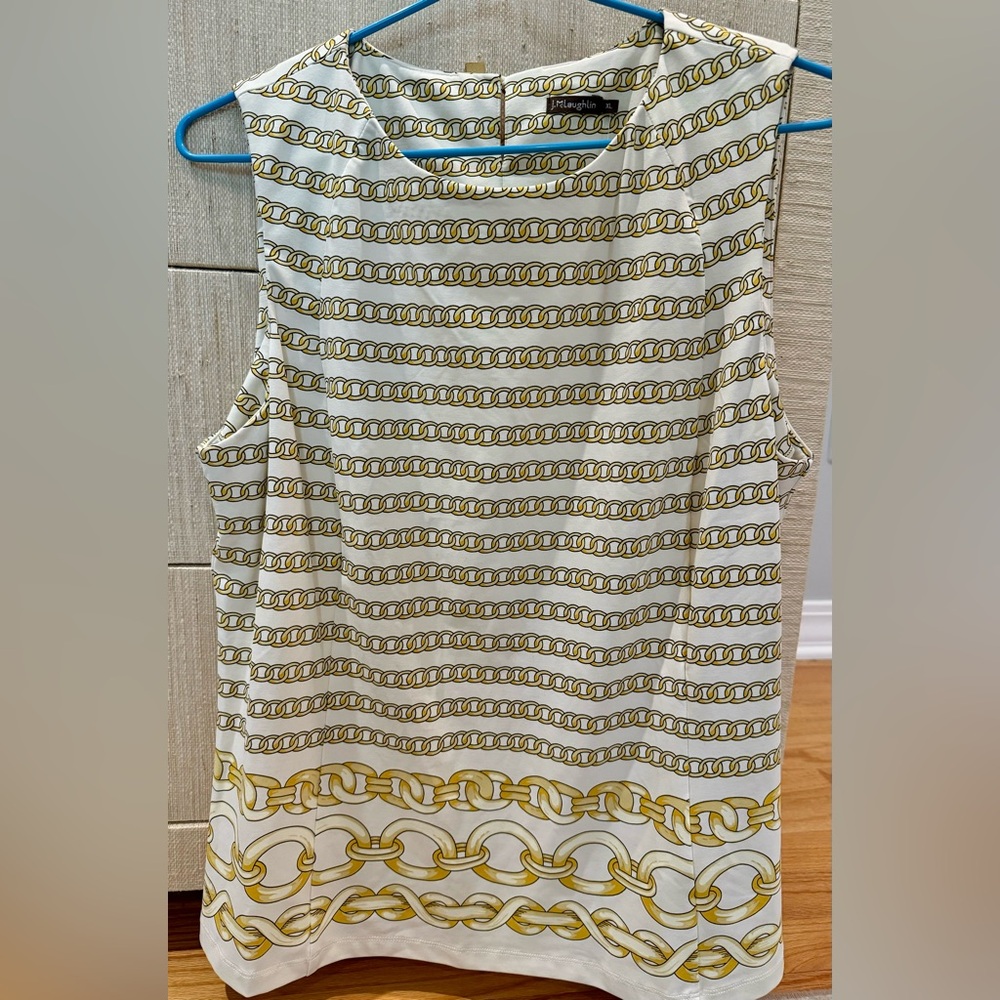 J. McLaughlin “Tania” Sleeveless Nylon Top with Chainlink Pattern, Sz XL